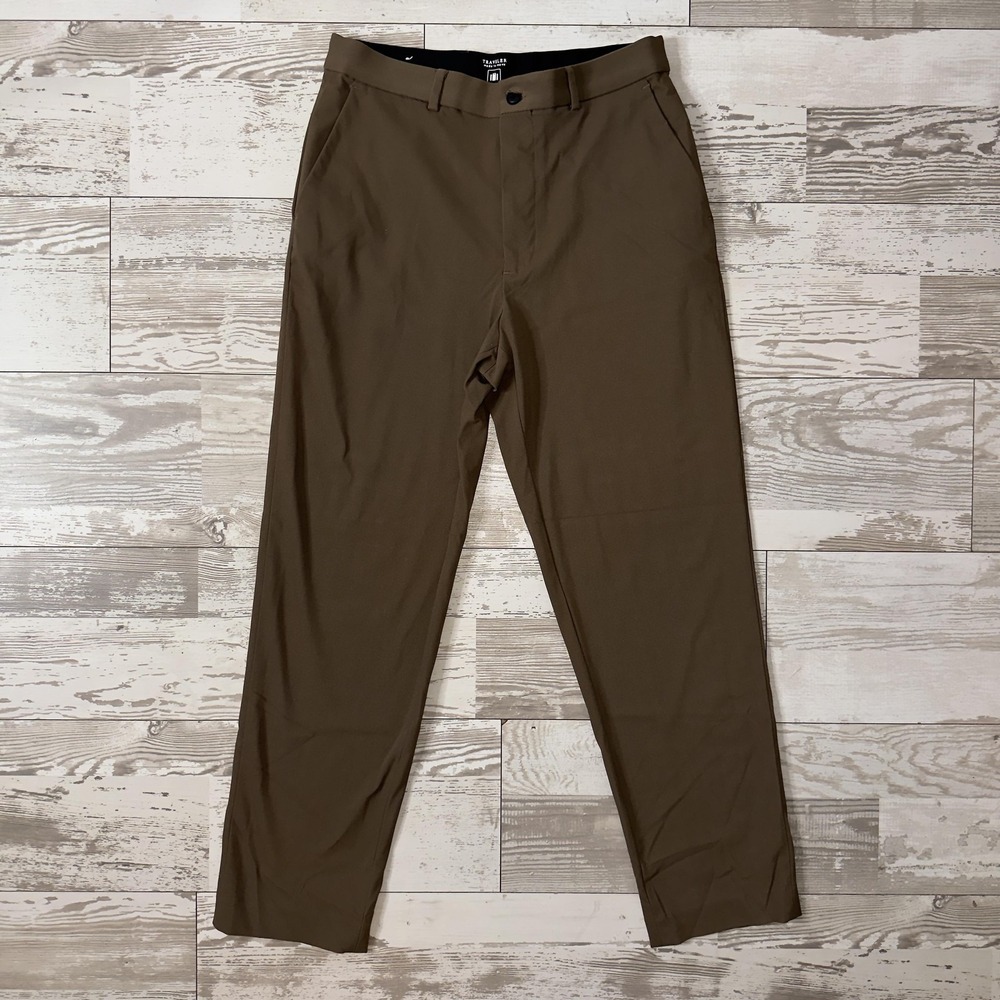 Zara Traveler Pants Mens 32x30 Brown Chino Straight Leg Casual Travel Stretch
